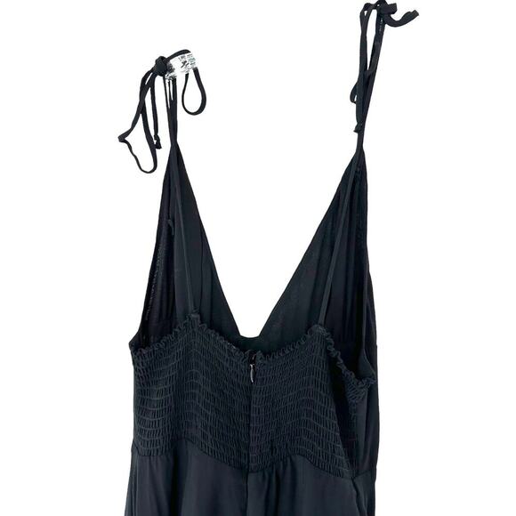 Reformation Black V-Neck Fresca Night Out Wide Straight Leg Jumpsuit Size 4 - Picture 8 of 13